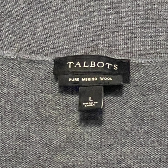 Talbots Pure Merino Wool Gray Women's Wrap Sweater with Black Bow Sizs Large - Picture 4 of 4